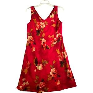 Women's Connect Apparel Sleeveless V-Neck Floral Print Dress, Lined, Vintage, 10